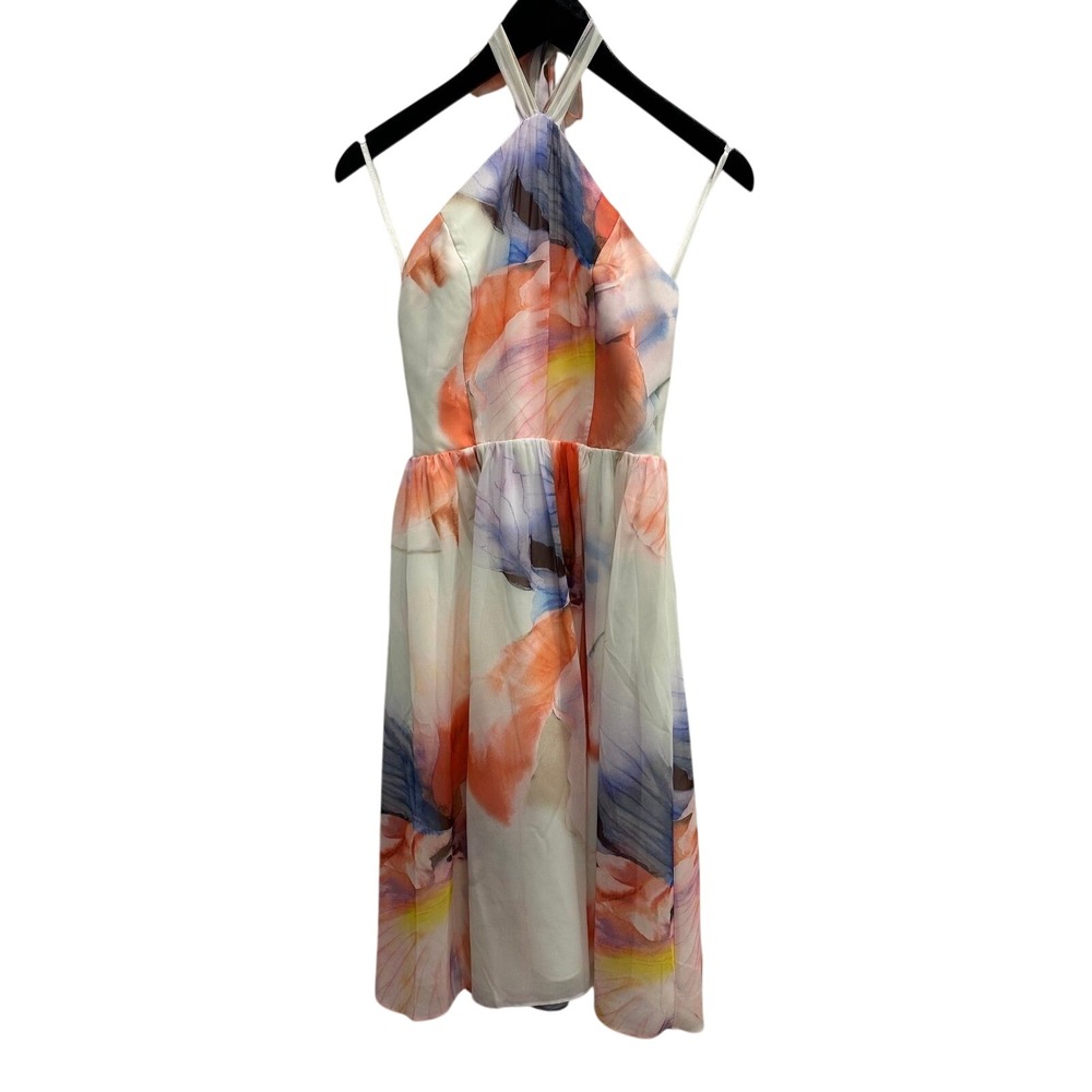 White House Black Market Woman's Floral Watercolor Lightweight Fairy Dress